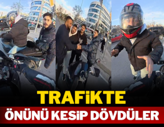 Trafikte önünü kesip dövdüler!